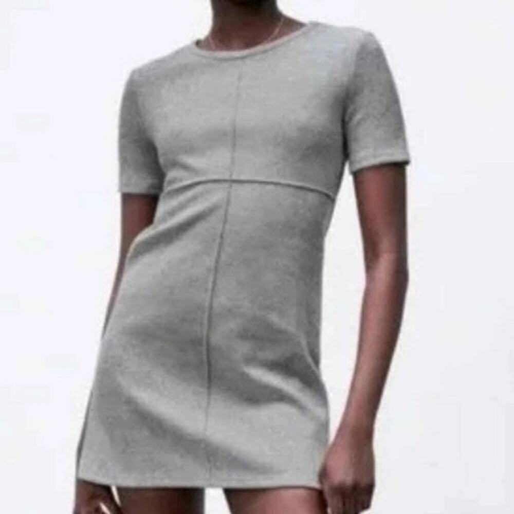 Zara Soft Gray Short Sleeve Dress XS